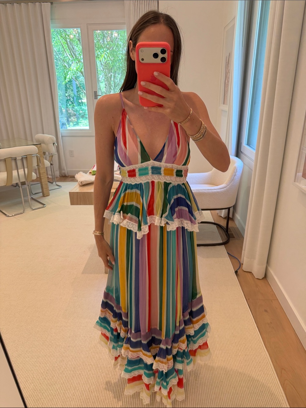 Colorful Rainbow Stripe Maxi Dress